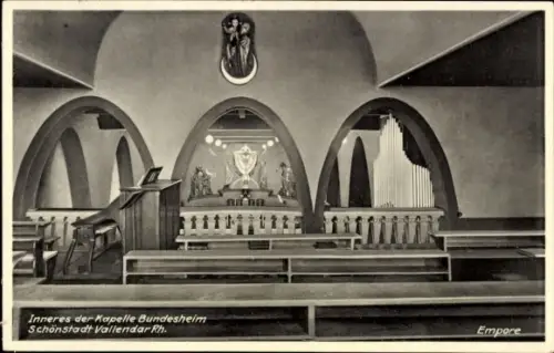 Ak Schönstatt Vallendar am Rhein, Inneres der Kapelle Bundesheim,  Empore