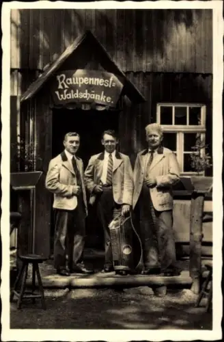 Ak Altenberg im Erzgebirge, Heimatdichter und Sänger Max Nacke, Waldschänke Altes Raupennest