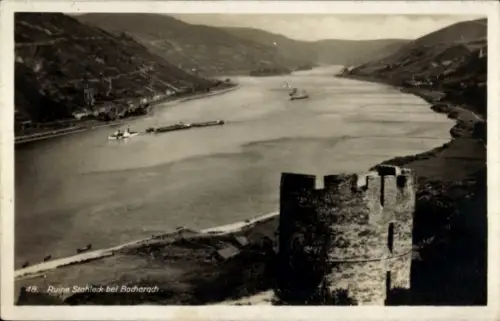 Ak Bacharach am Rhein, Ruine Stahleck, Rhein, Schiffe, Landschaft, Bacharach