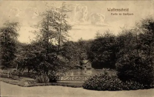 Ak Wattenscheid Bochum Ruhrgebiet,  Stadtpark, Teich, Bäume, 