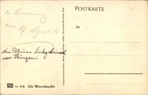 Ak Bacharach am Rhein,  Wernerkapelle, Ruine, Rhein, Landschaft,  