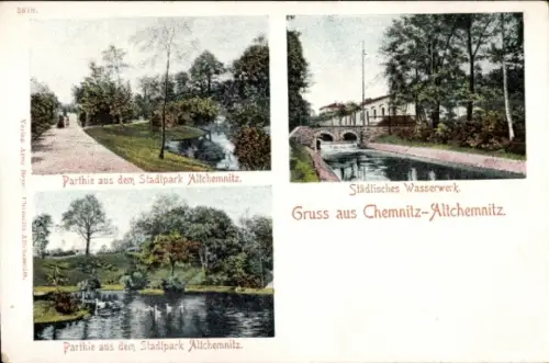 Ak Altchemnitz Chemnitz Sachsen, Stadtpark, Wasserwerk