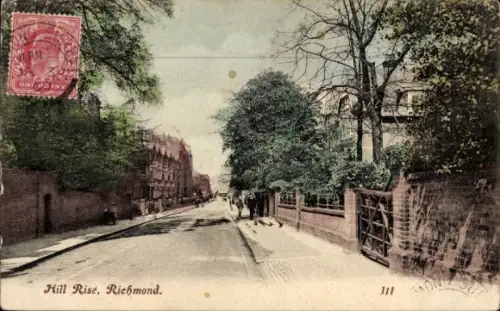 Ak Richmond upon Thames London England, Hill Rise,  Straße, Bäume, Menschen