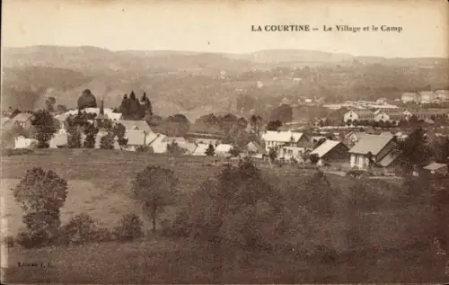Ak La Courtine Creuse, Dorfansicht, Camp, Landschaft, Schwarz-Weiß, Edition