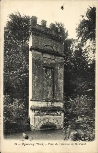 Ak Cysoing Nord, Turm, Château de M. Pérot, Cysoing (Nord), Natur