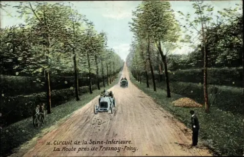 Ak Seine Maritime, Circuit de la Seine Inferieure, La Route apres Fresnoy Folny