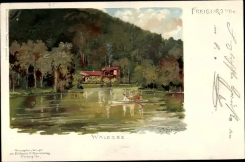 Künstler Litho Münch, C., Freiburg im Breisgau, Waldsee