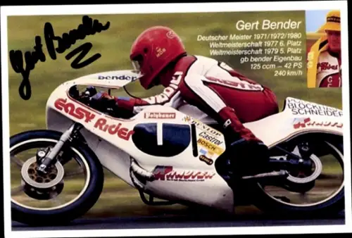 Foto Motorradrennfahrer Gert Bender, Motorrad