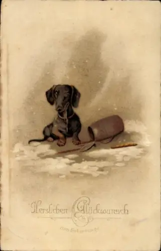 Ak Glückwunsch Geburtstag, Dackel, Bierglas