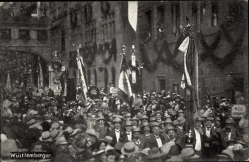 Ak Nürnberg in Mittelfranken Bayern, 8. Deutsches Sängerbundesfest 1912, Württemberger, Straßenumzug