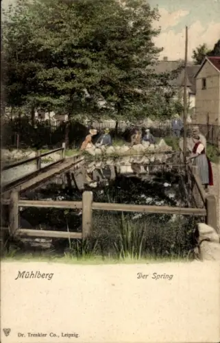 Ak Mühlberg Drei Gleichen Thüringen, Der Spring
