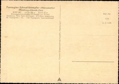 Ak Hamburg, Dampfer Hanseatic, Hamburg Atlantic Line