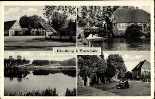 Ak Moisburg in Niedersachsen, Teich, Fachwerkhäuser, Fluss