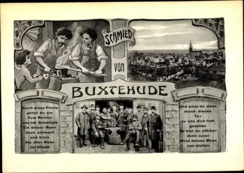 Ak Buxtehude, Schmied von Buxtehude, Männer, Amboss