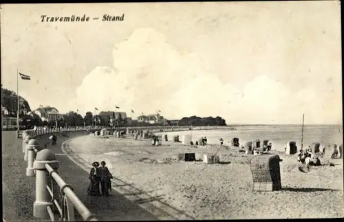Ak Travemünde Lübeck, Strandpartie, Strandkörbe