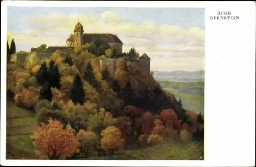 Künstler Ak Schuster, Karl Maria, Bernstein Burgenland, Burg Bernstein