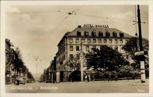 Ak Zwickau in Sachsen, Hotel Wagner, Bahnhofstraße
