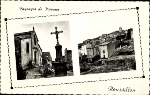 Ak Roussillon Vaucluse, Gesamtansicht, Kreuz