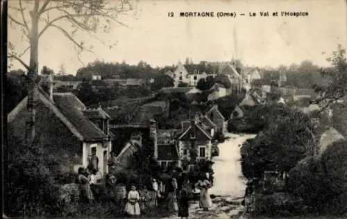 CPA Mortagne Orne, Le Val et Hospice