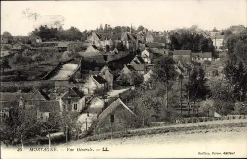 Ak Mortagne au Perche Orne, Aussicht auf  hügelige Landschaft, Gebäude, Bäume