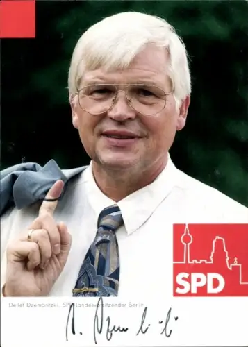Autogrammkarte Politiker Detlef Dzembritzki, Landesvorsitzender Berlin, Autogramm