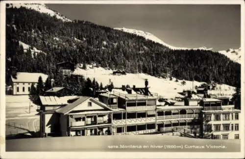 Ak Montana Kanton Wallis, Schnee, Berge, Curhaus Victoria,  aus  1500 m