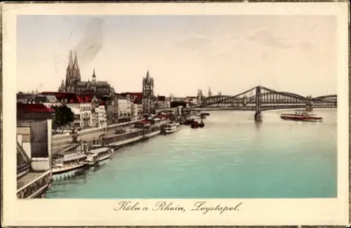 Ak Köln am Rhein, Köln am Rhein, Leystapel, Schiffe, Brücke, Stadtansicht