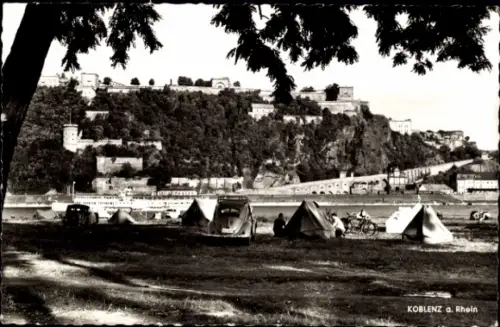 Ak Ehrenbreitstein Koblenz am Rhein, Koblenz am Rhein, Zeltplatz, Festung Ehrenbreitstein, Zelte,