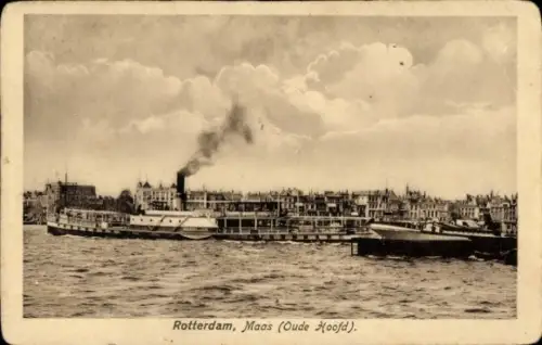 Ak Rotterdam Südholland Niederlande, Maas, Oude Hoofd, Dampfschiff