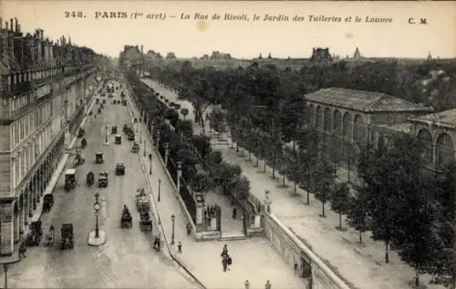 CPA Paris, Rue de Rivoli, Jardin des Tuileries