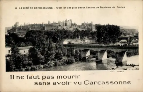 Ak Carcassonne Aude, Panorama, Brücke