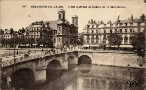 CPA Besançon-les-Bains Doubs, Pont Battant et Église de la Madeleine