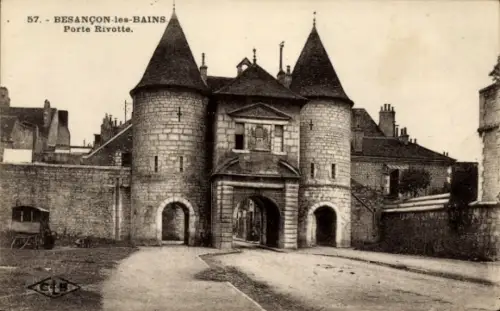 Ak Besancon les Bains Doubs, Porte Rivotte, Steintor