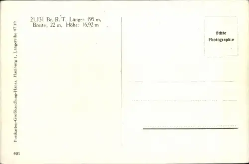 Ak Dampfschiff Hansa, HAPAG, Ansicht Backbord