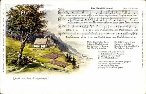 Lied Ak Vogel, Wilhelm, Dar Vuglbärbaam, Landschaftsidylle, Erzgebirge