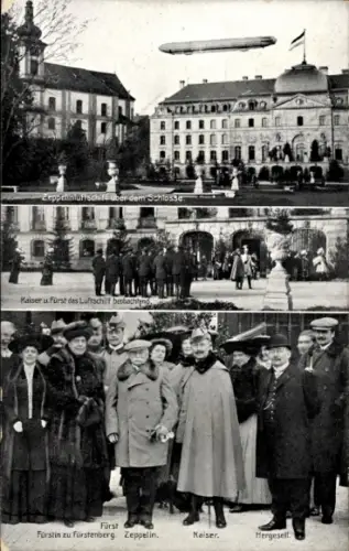 Ak Donaueschingen im Schwarzwald, Zeppelin, Kaiser Wilhelm II., Graf Zeppelin