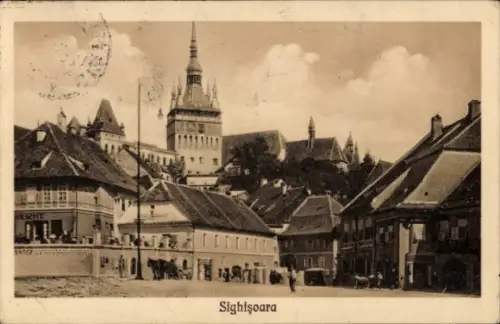 Ak Sighișoara Schäßburg Segesvár Siebenbürgen Rumänien, Teilansicht, Turm