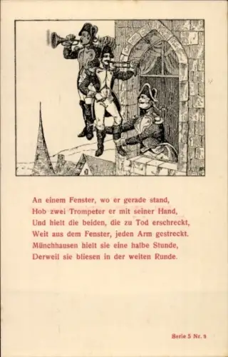 Ak Münchhausen, An einem Fenster, wo er gerade stand...