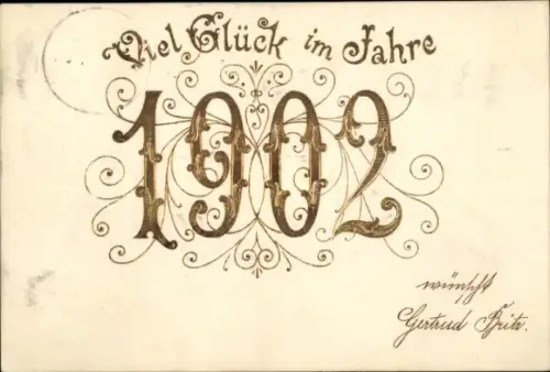 Präge Ak Glückwunsch Neujahr, Jahreszahl 1902