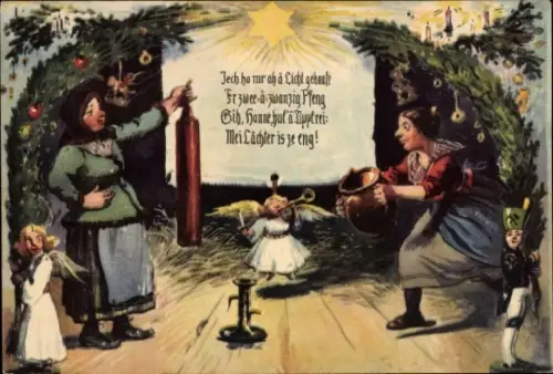 Künstler Ak Dr Weihnachts Heiligohmd, Engel, Kerze