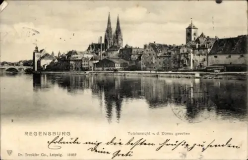 Ak Regensburg an der Donau Oberpfalz,  Donauansicht,  von Dr. Trenkler Co., Leipzig