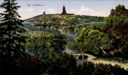 Ak Steinthaleben Kyffhäuserland in Thüringen, Kyffhäuser, Kaiser Wilhelm Denkmal