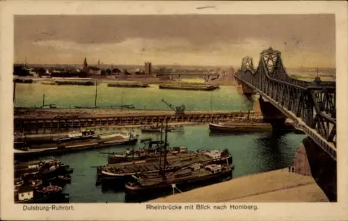 Ak Ruhrort Duisburg im Ruhrgebiet, Rheinbrücke, Homberg