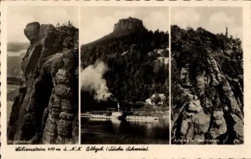 Ak Moritzburg in Sachsen, Lilienstein, Dampfer