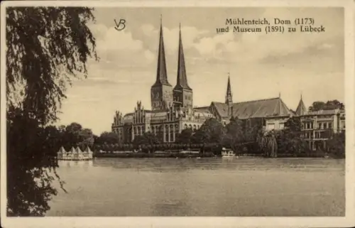 Ak Hansestadt Lübeck, Mühlenteich, Dom, Museum, Lübeck