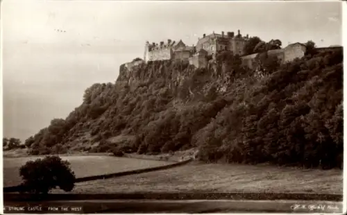 Ak Stirling Schottland, Stirling Castle, von Westen, Schwarz-Weiß-Foto