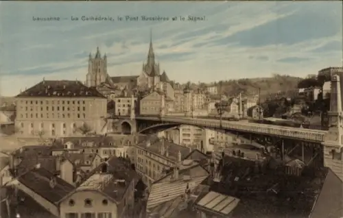 Ak Lausanne Kanton Waadt,  Kathedrale, Pont Bessières, Signal