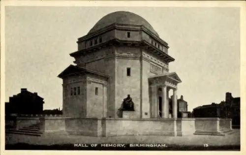Ak Birmingham West Midlands England, Halle der Erinnerung,  Monument, Statue