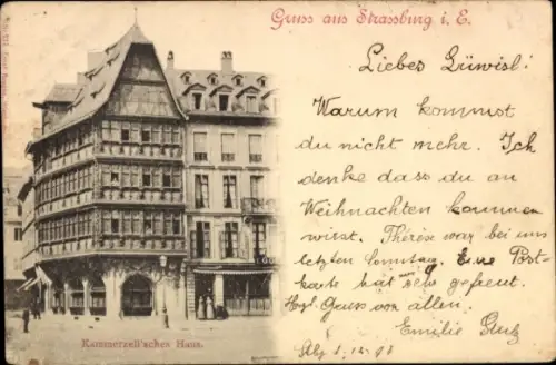 Ak Strasbourg Straßburg Elsass Bas Rhin, Kammerzellsches Haus
