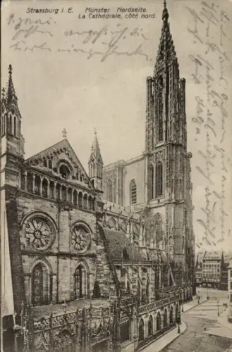 Ak Strasbourg Straßburg Elsass Bas Rhin, Münster, Nordseite